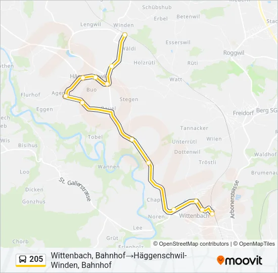 205 Bus Line Map