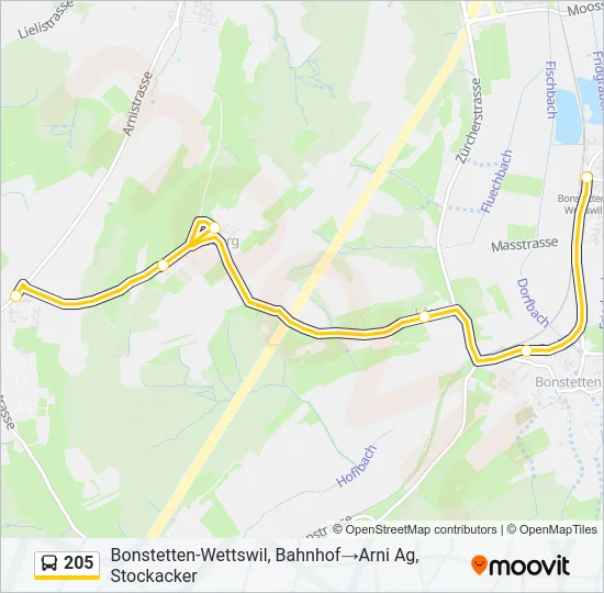 205 Bus Line Map