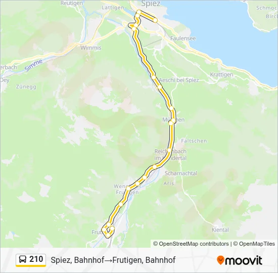 Bus Ruta 210 210 Route: Schedules, Stops & Maps - Spiez, Bahnhof→Frutigen, Bahnhof ...