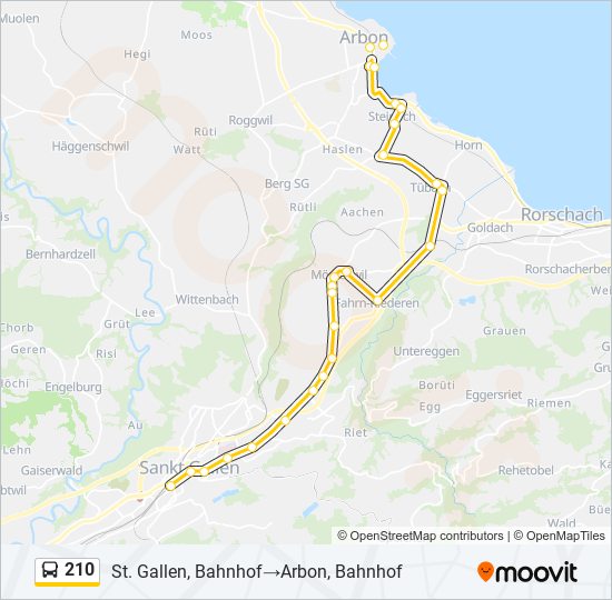 Plan de la ligne 210 de bus