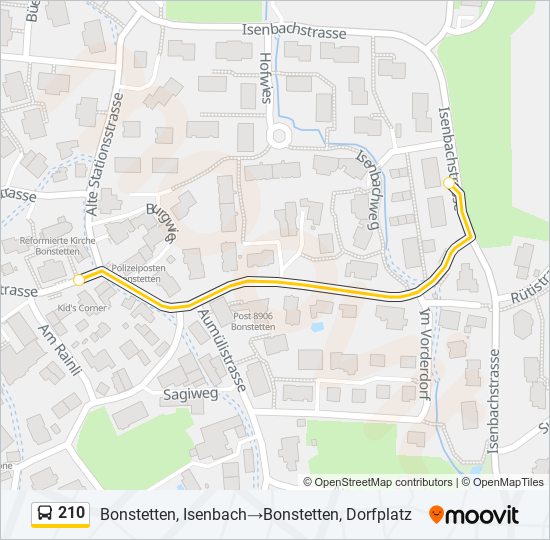 Plan de la ligne 210 de bus