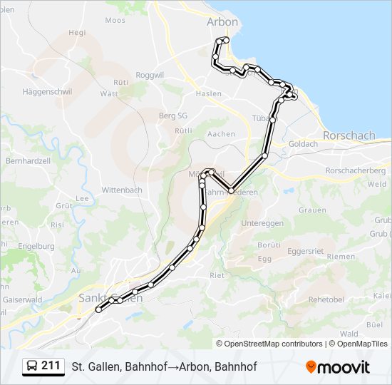 Plan de la ligne 211 de bus