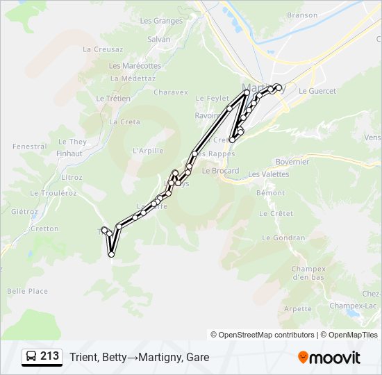 Plan de la ligne 213 de bus