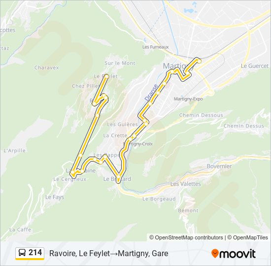 Plan de la ligne 214 de bus