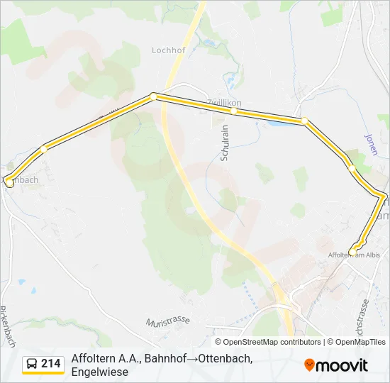 Plan de la ligne 214 de bus