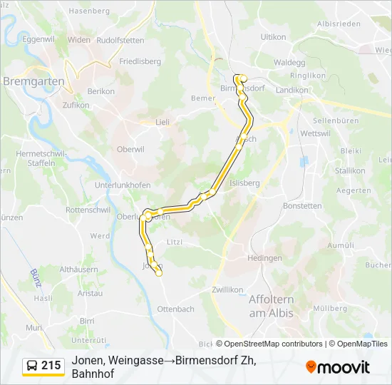 215 Bus Line Map