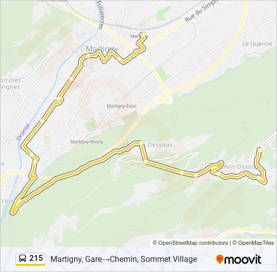 Plan de la ligne 215 de bus