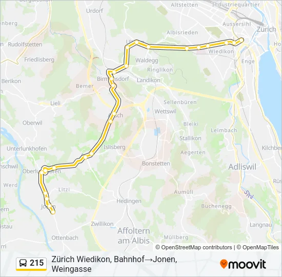 215 Bus Line Map