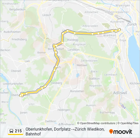 215 Bus Line Map