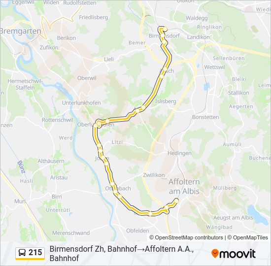215 Bus Line Map