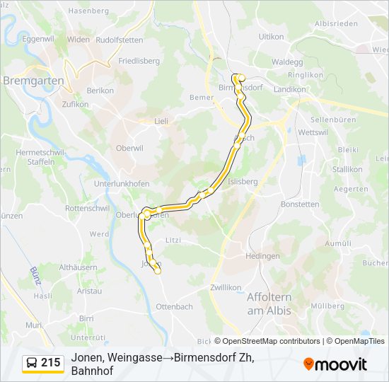 215 Bus Line Map