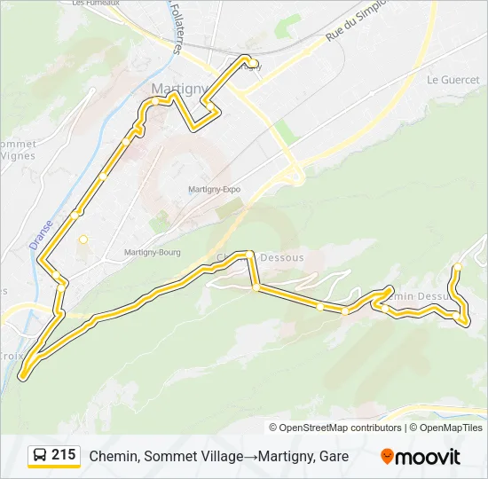 Plan de la ligne 215 de bus