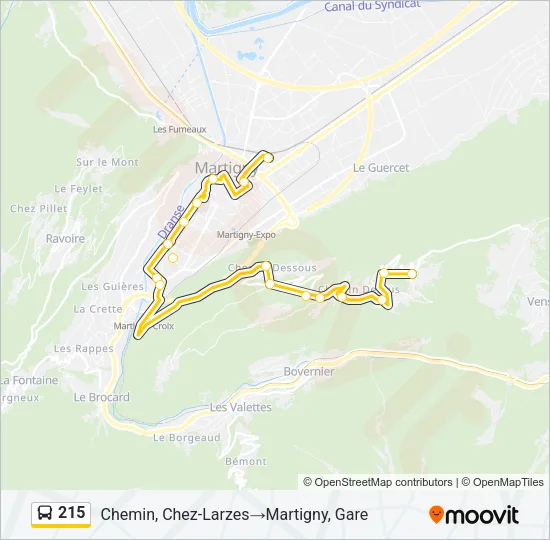 Plan de la ligne 215 de bus