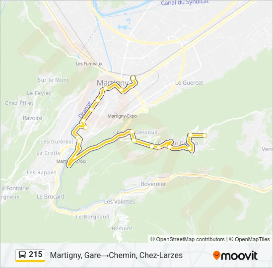 Plan de la ligne 215 de bus