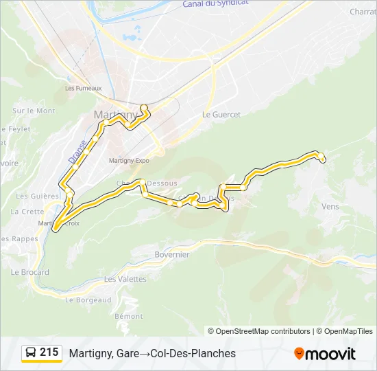 Plan de la ligne 215 de bus
