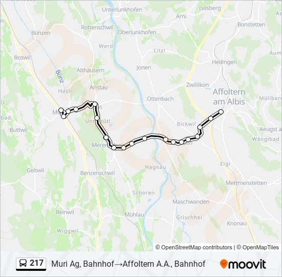 217 bus Line Map