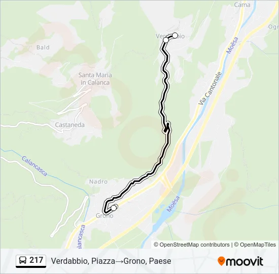 Plan de la ligne 217 de bus