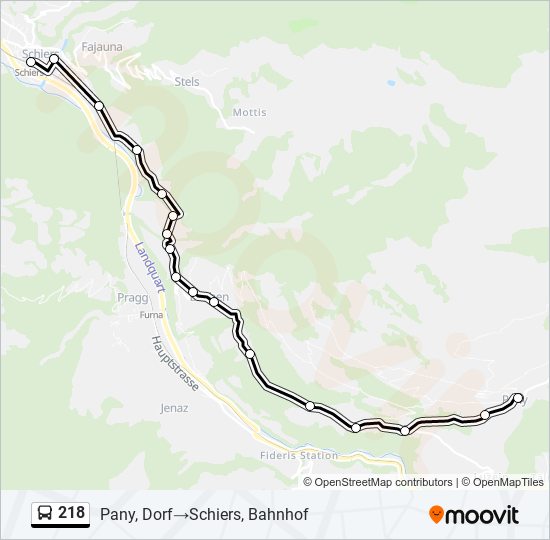 218 bus Line Map