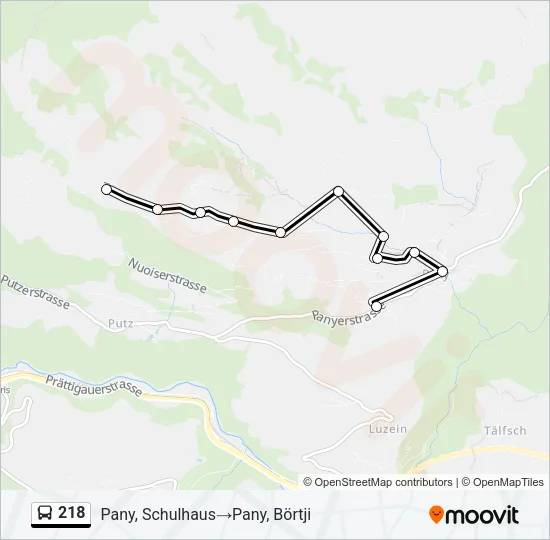 Plan de la ligne 218 de bus