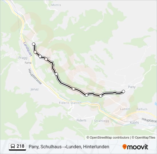 218 Bus Line Map