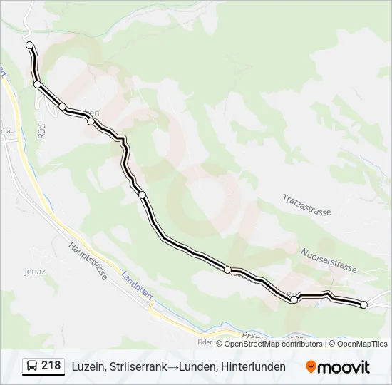 Plan de la ligne 218 de bus