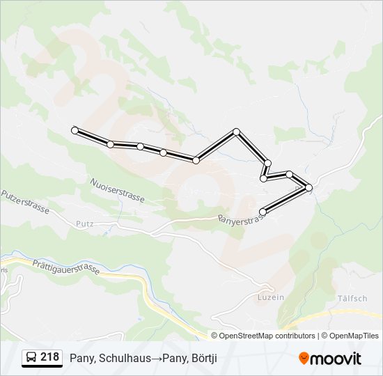 218 bus Line Map