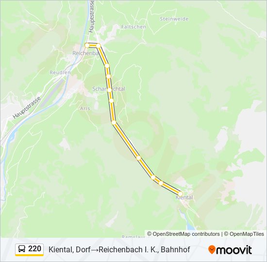 Plan de la ligne 220 de bus