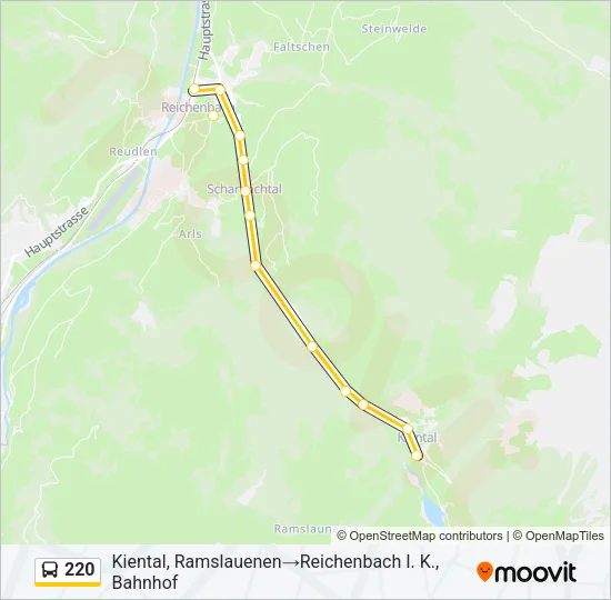 Plan de la ligne 220 de bus