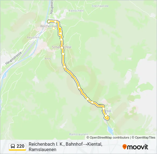 Plan de la ligne 220 de bus