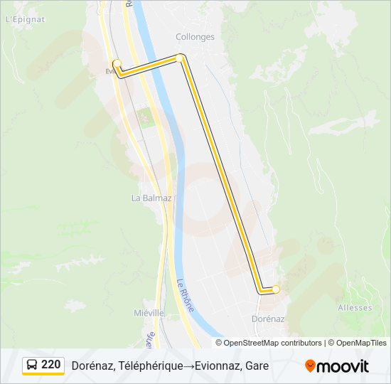 220 Bus Line Map