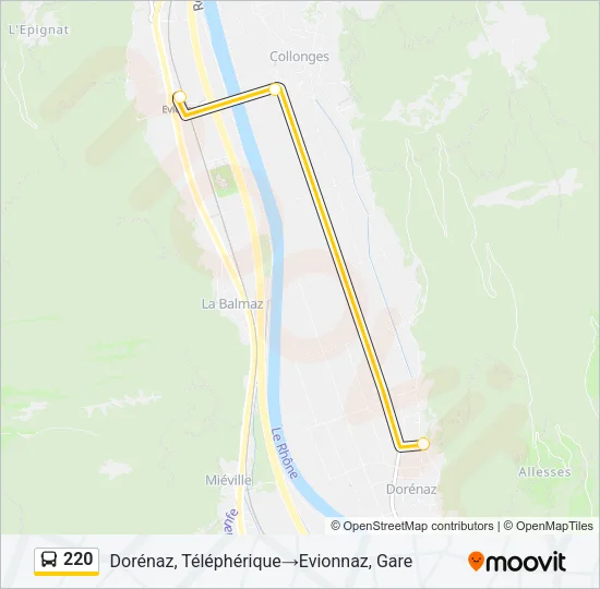 Plan de la ligne 220 de bus