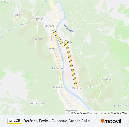 220 bus Line Map