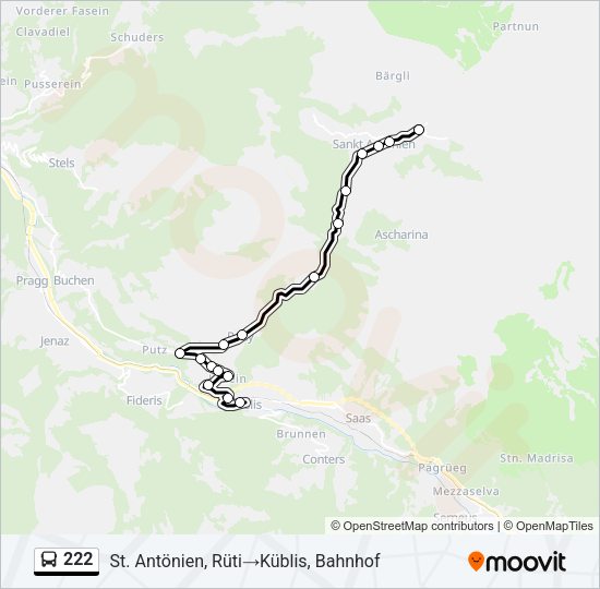 222 Bus Line Map