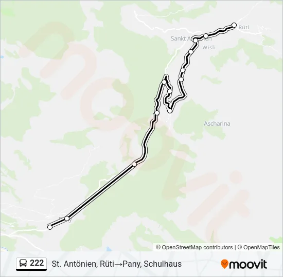 Plan de la ligne 222 de bus