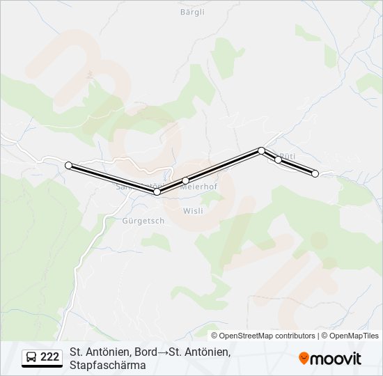 Plan de la ligne 222 de bus