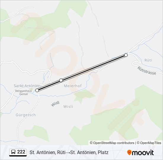 222 bus Line Map