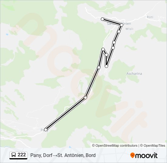 222 bus Line Map