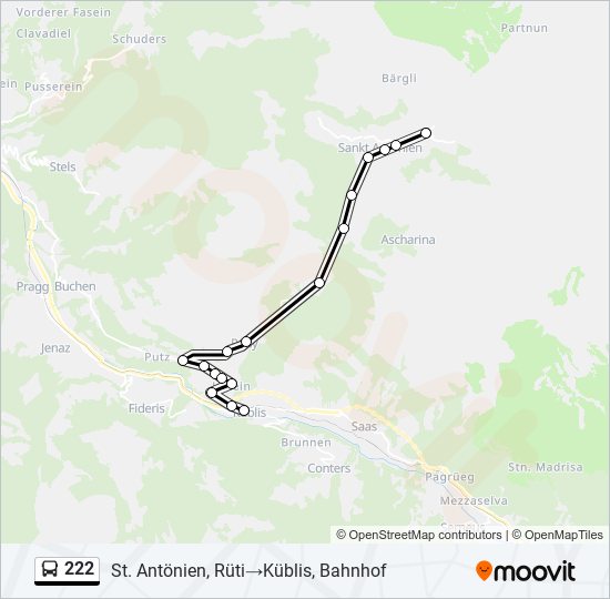 Plan de la ligne 222 de bus