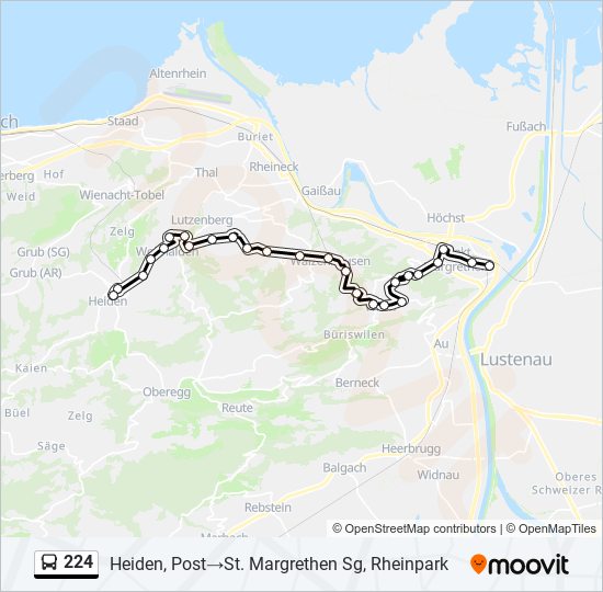 Plan de la ligne 224 de bus