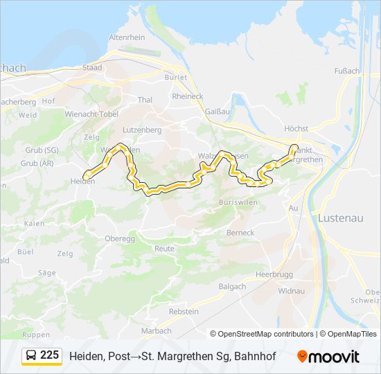 225 bus Line Map