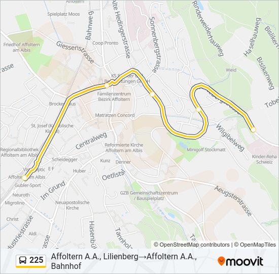 225 Bus Line Map