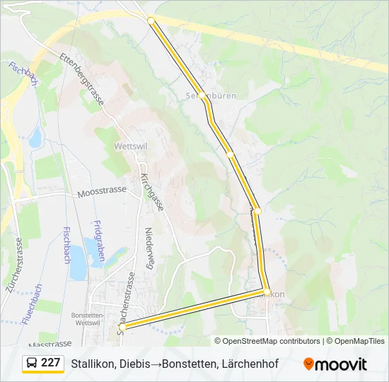 Plan de la ligne 227 de bus