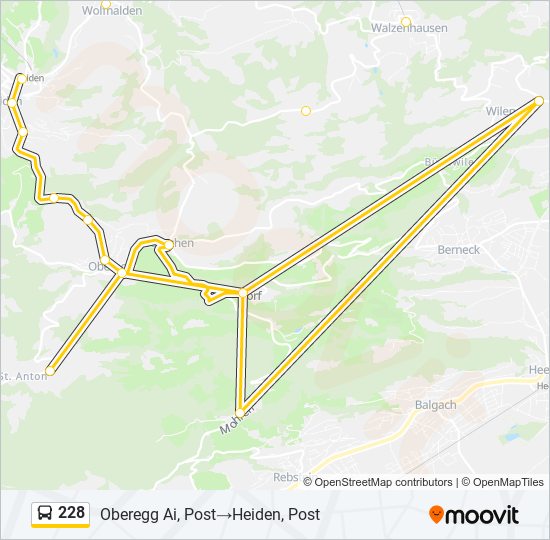 Plan de la ligne 228 de bus