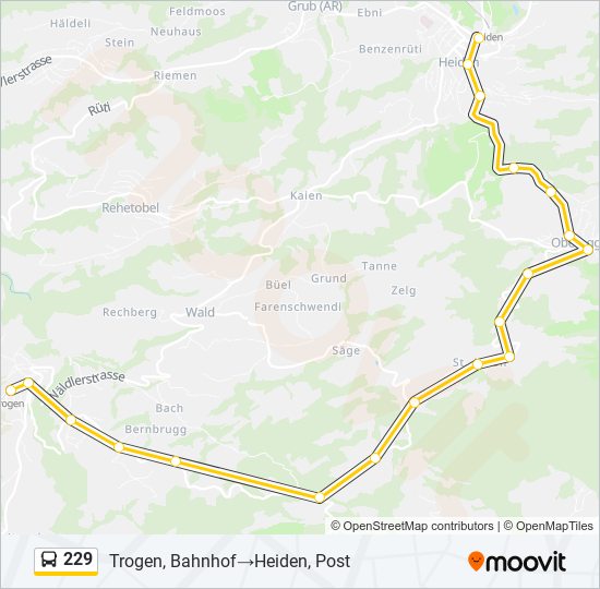 Plan de la ligne 229 de bus