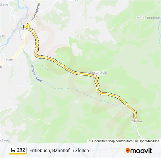 Plan de la ligne 232 de bus