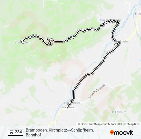 234 Bus Line Map
