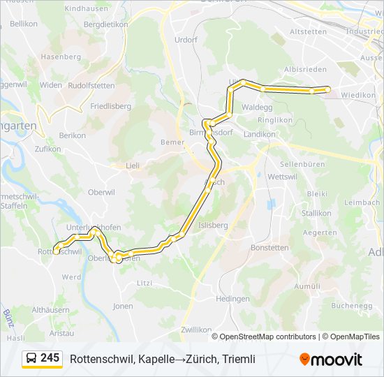 245 bus Line Map