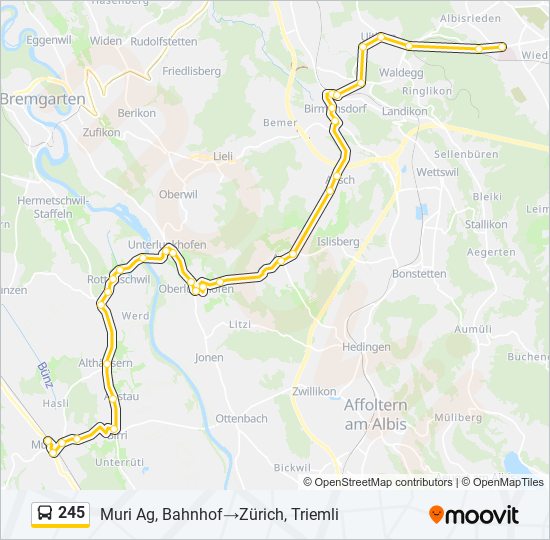 245 bus Line Map