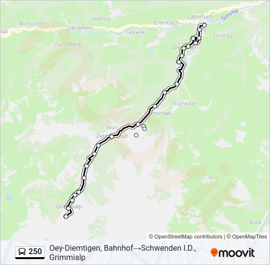 250 Bus Line Map