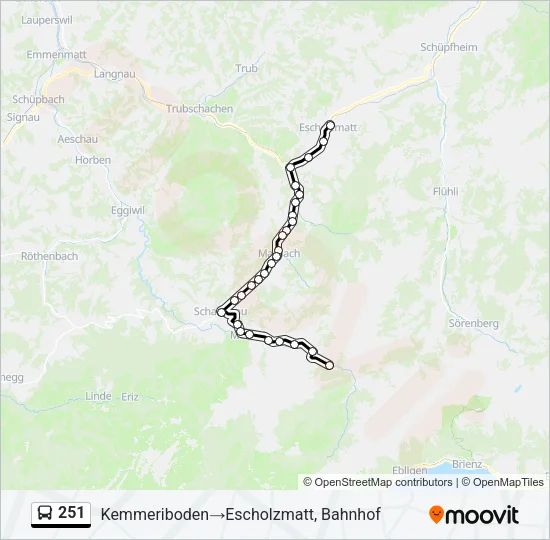 Plan de la ligne 251 de bus